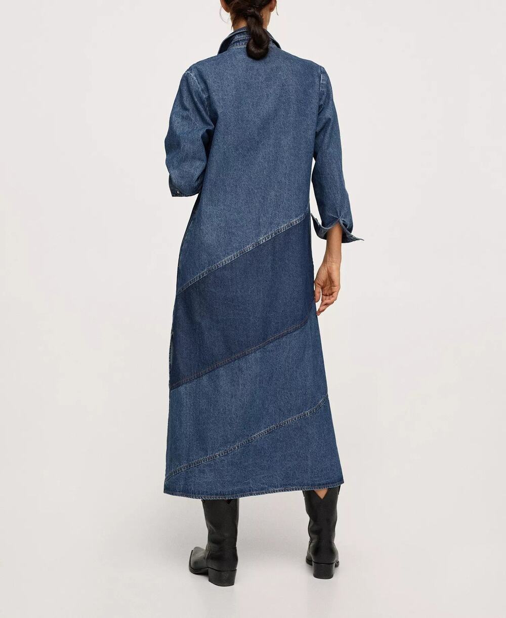 MANGO Denim Shirt Dress - 6 Blue
